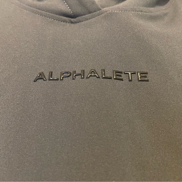 Alphalete Cropped Tank Top Womens Sz L Dark Gray Hooded Athleisure Athletic - Picture 4 of 8